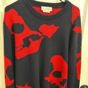 Men Alexander McQueen Black/Red Intarsia Knit Crewneck Sweater " Large"